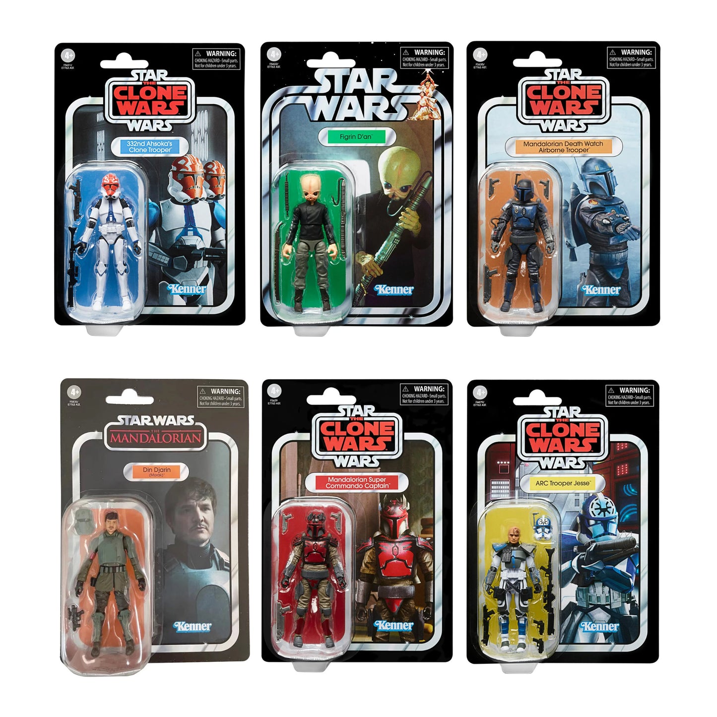 Star Wars The Vintage Collection Wave 11 (ARC Trooper Jesse/Din Djarin (Morak)/Mandalorian Death Watch Trooper/Figrin D'an (Cantina Band)/332nd Ahsoka's Clone Trooper/Mandalorian Super Commando Captain)