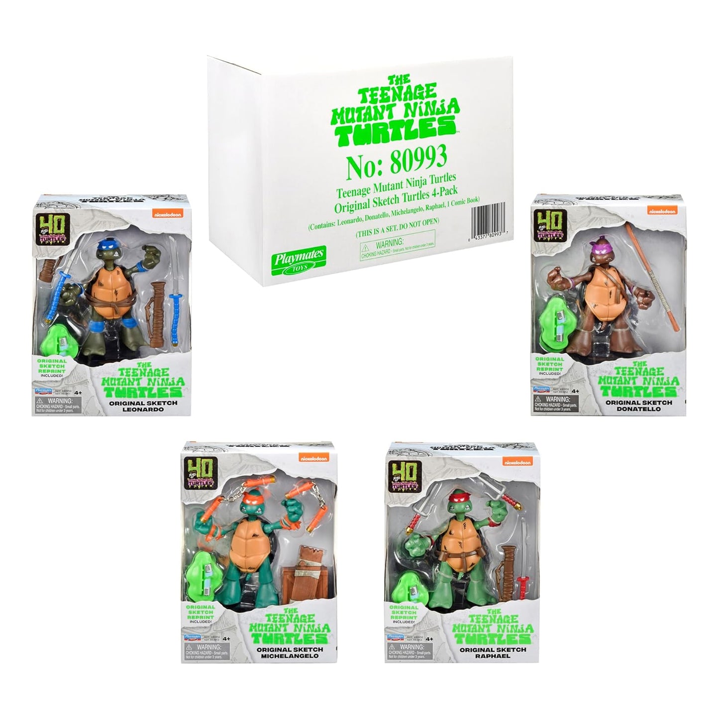 Playmates Teenage Mutant Ninja Turtles Original Sketch Collector 4 Pack 2do Pago