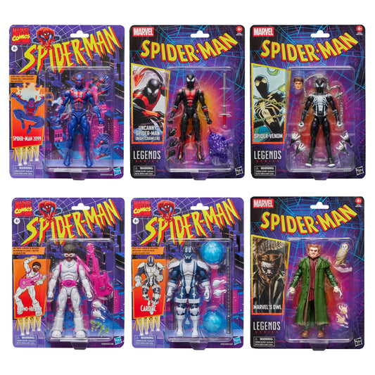 Marvel Legends Retro Spider-Man Wave 1 (Cardiac/Spider-Man 2099/Owl/Hypno-Hustler/Uncanny Spider-Man (Nightcrawler)/Spider-Venom)