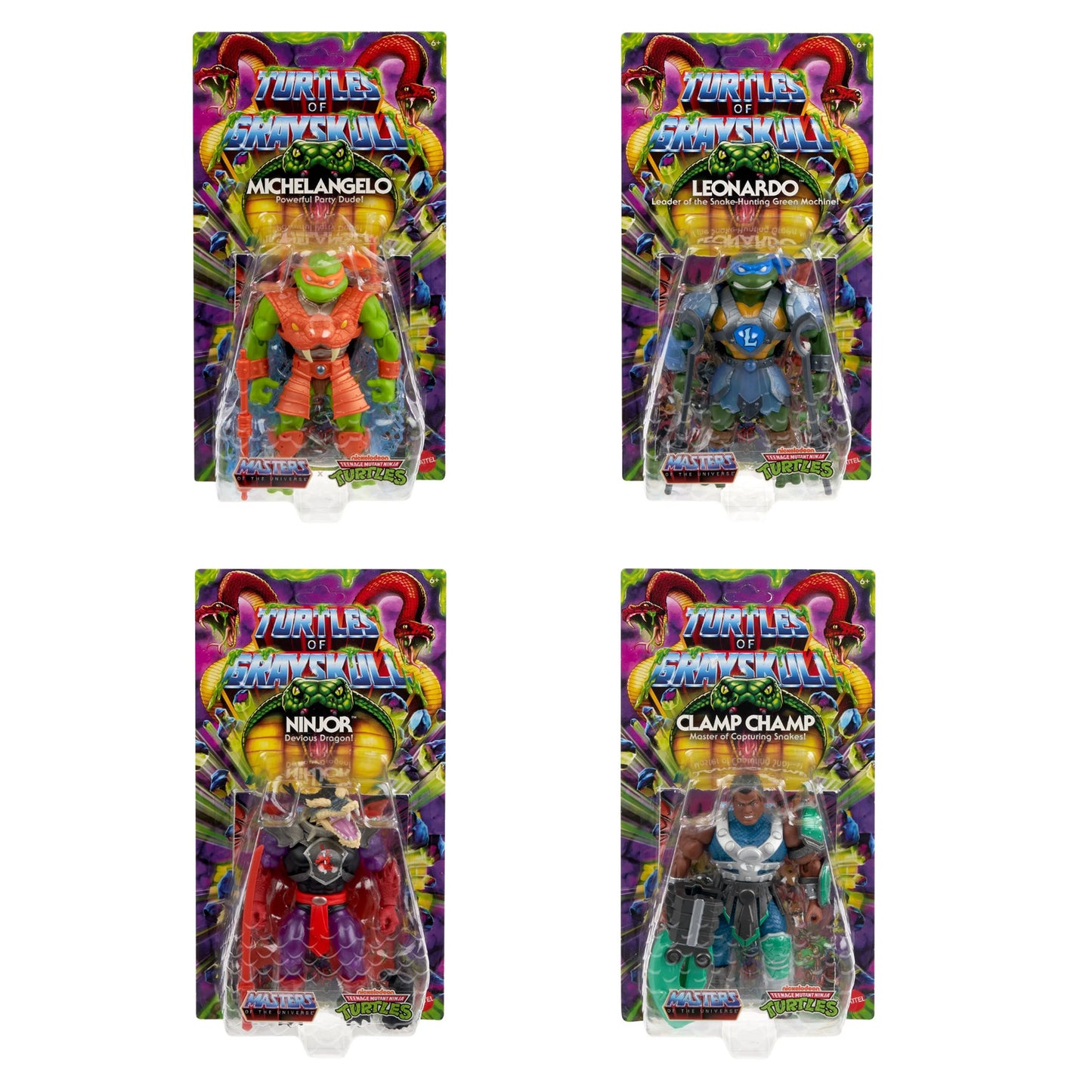 Masters of the Universe Origins Turtles of Grayskull Figure Wave 6 (Michelangelo/Leonardo/Ninjor/Clamp Champ)